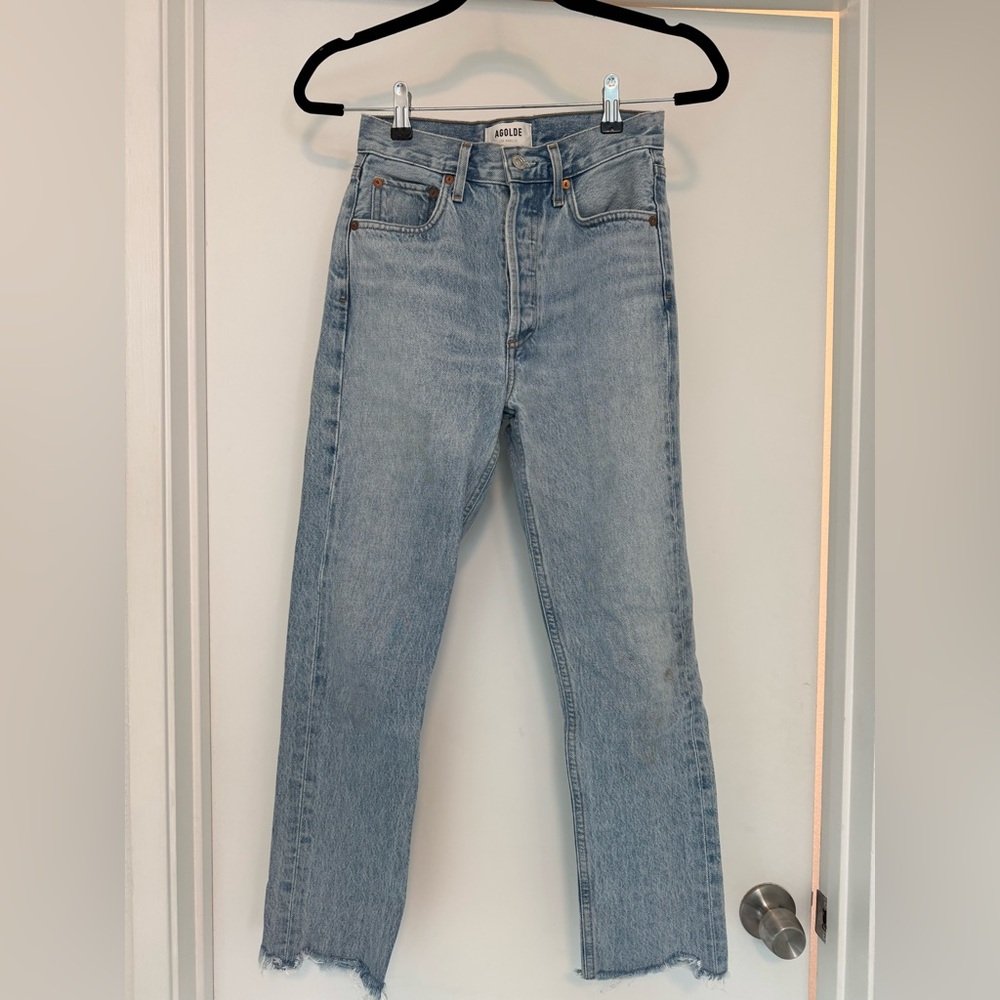 Agolde 90s Pinch crop straight leg blue jeans